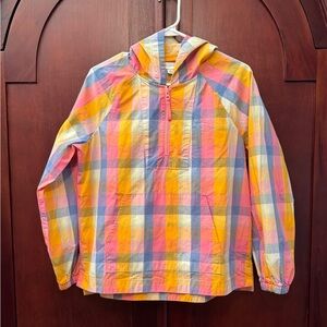 Free Assembly Vibrant Multicolor Plaid Windbreaker Pullover 100% Cotton Size XS